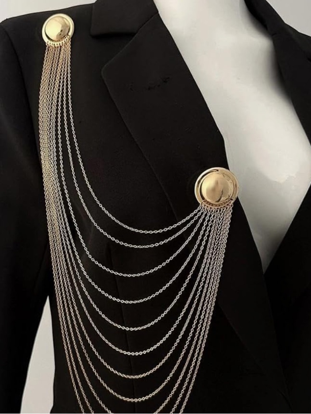 Gold Layered Chain Brooch for Blazers